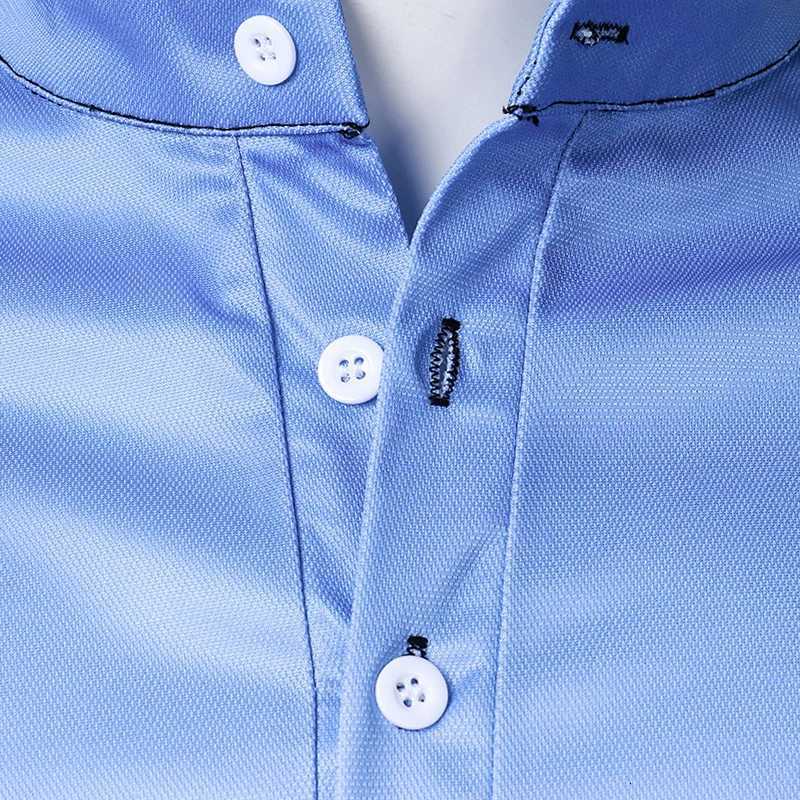 New Men Clothes Summer Stand Collar Short Sleeve Gradient Color Polo Shirt Men Casual Elasticity Comfortable Tops Polo Shirt XJ250725