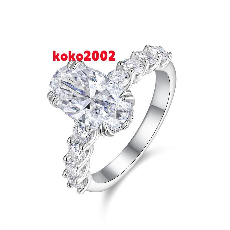 4.88CTW Moissanite Ring Oval Cut with Side Moissanite Accents 18K Gold Plated 925 Sterling Silver Engagement Wedding Gift