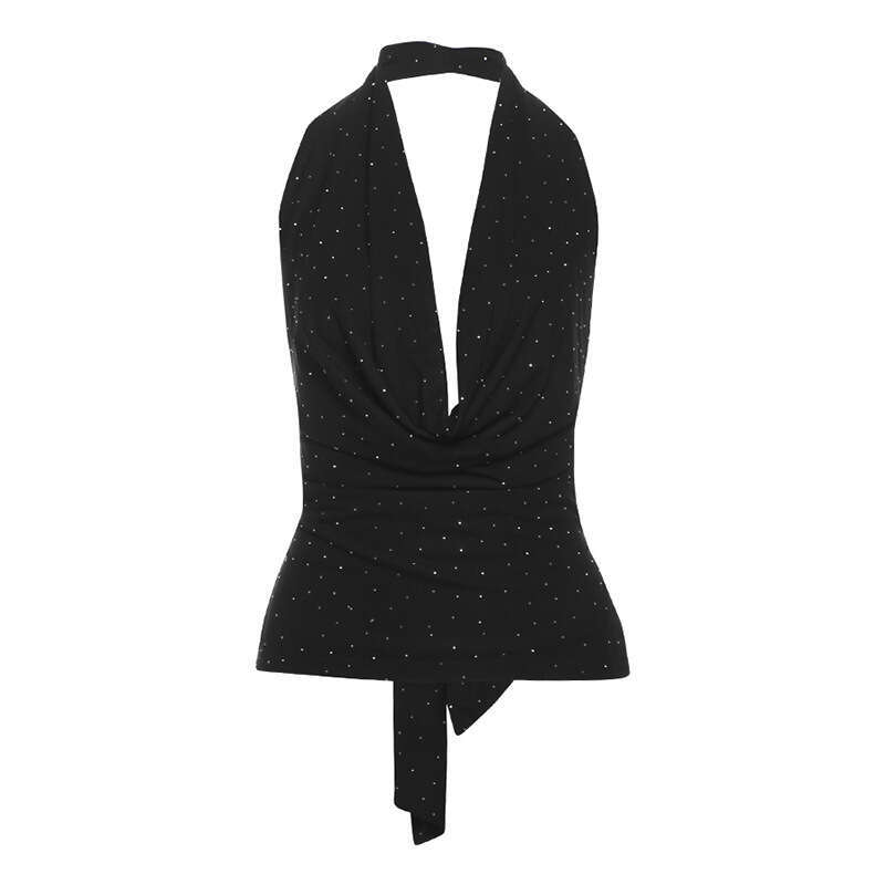 2025 Summer Fashion Sexy Deep V Hollow Out Halter Top Irregular Personality Hot Girl Short Skirt Women d7e
