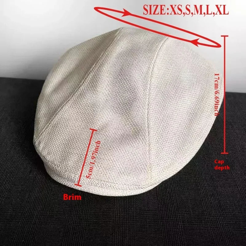 Summer Linen Solid Large Size Berets Big Head sboy Caps Men Women Painter Hats Driver Hats XL Man Flat Octagonal Cap 250723