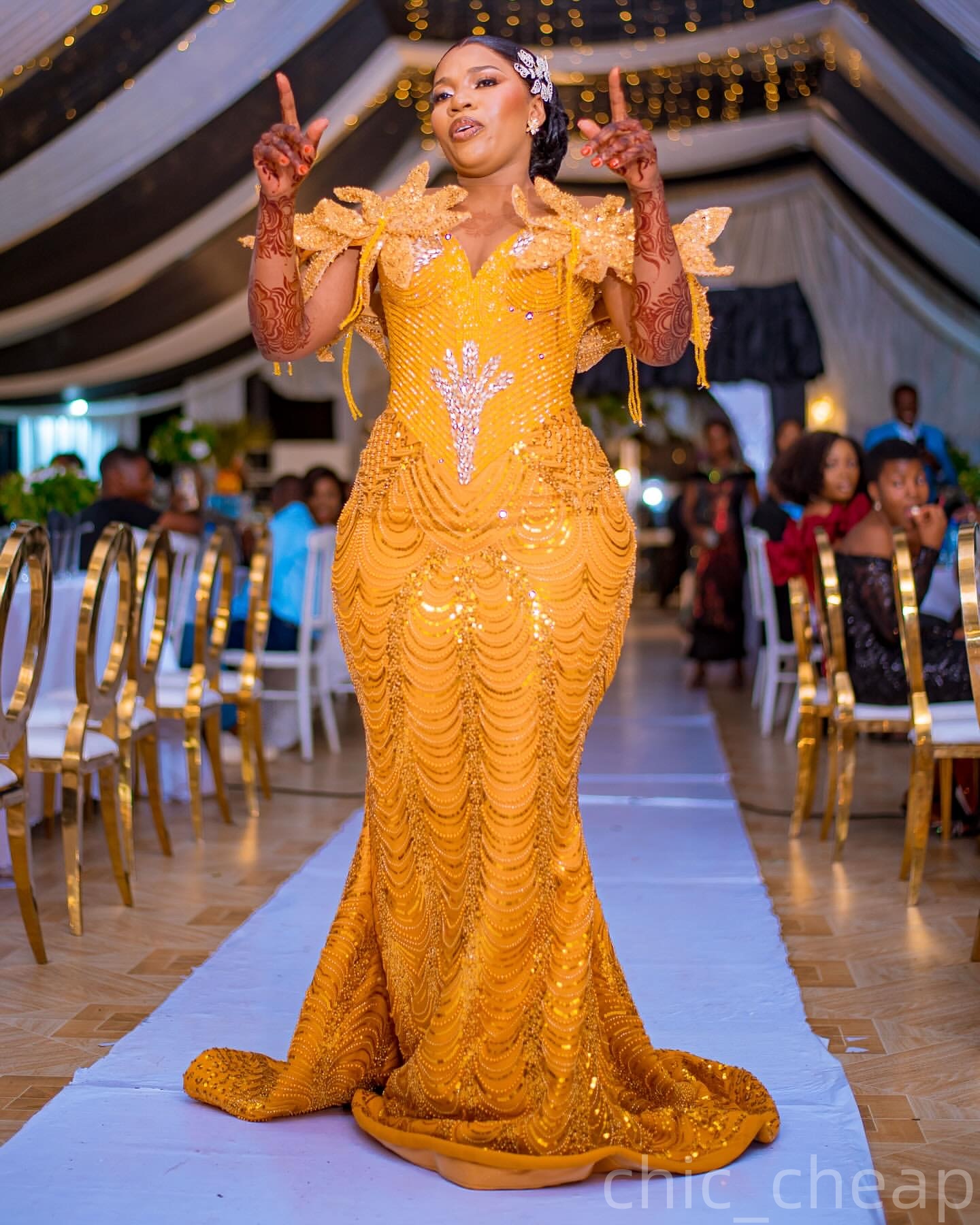 Mermaid Yellow Prom Dresses 2025 Flowers Crystals Sequined Evening Formal Party Second Birthday Engagement Gowns Plus Size Dress For Special Occasions