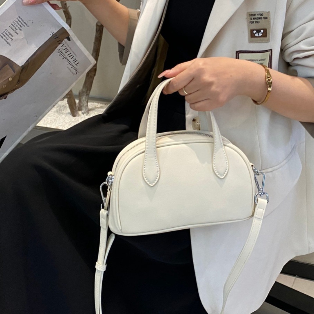 designer bag Vintage New Genuine Leather Women Bag Vegetable Tanned Cowhide Boston Bowling Bag Niche Shoulder Bag Crossbody Bag Handbag