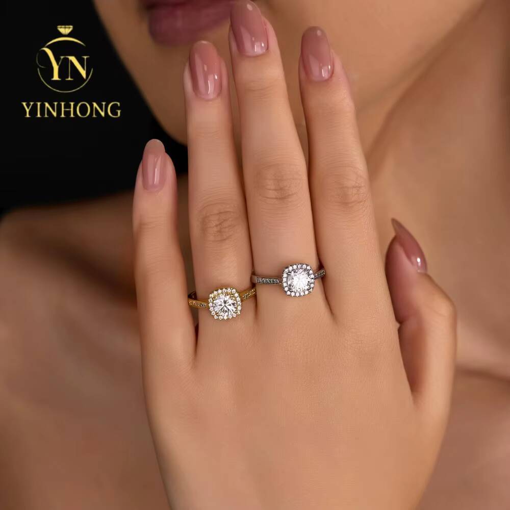 Latest Fashion Womens Moissanite Ring Round Brilliant Cut With S925 Silver Fashion Style Wholesale Price