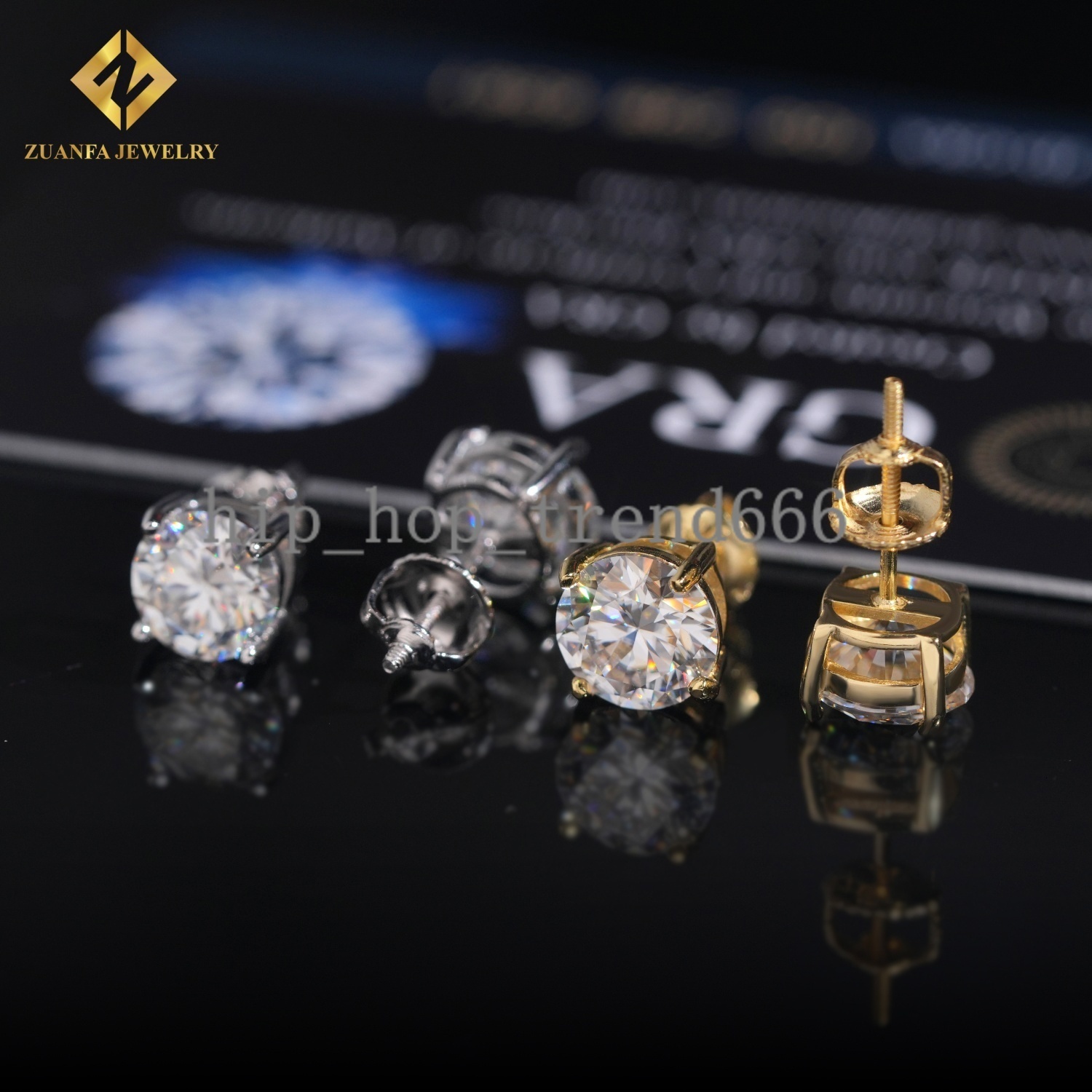 Hip Hop Jewelry Iced Out 7.5mm Screw Back Round Ear Studs Vvs Moissanite Diamond 925 Sterling Silver Earrings
