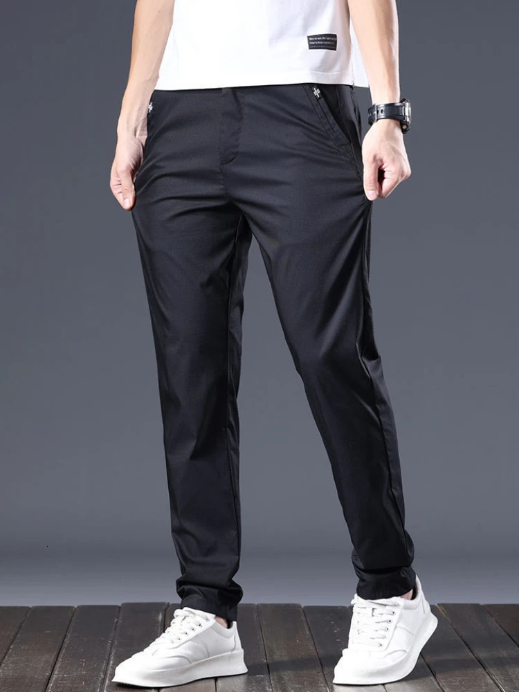 Social Tailoring Male Suit Trousers Cotton Gray Straight Business Chinese Homme Slacks Mens Summer Pants Classic Thin Casual Up 250725