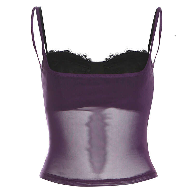 2025 Spring New Women's Solid Color Slim Fit Fashion Strapless Tube Top Mesh Two-Piece Set Vest 8b9