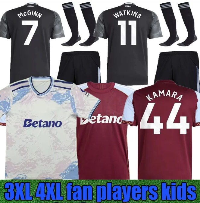 25 26 WATKINS Soccer Jerseys 25/26 150-Year Anniversary Astons -Villaes Football Shirt Rashford M.Asensio McGINN Rogers Camisetas Mcginn Tielemans Onana Men Kids Kit