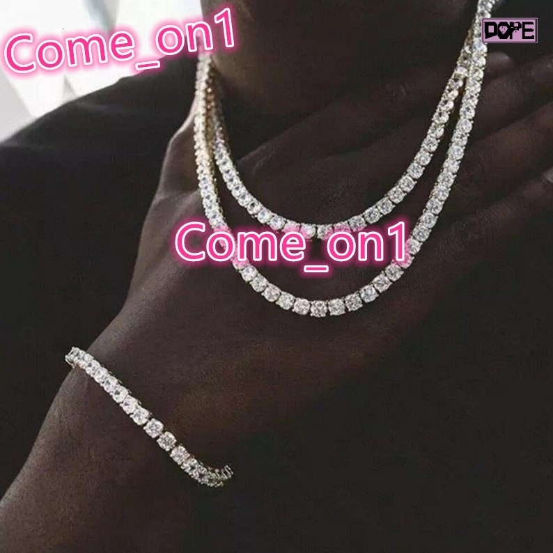 Wholesale 4mm Tennis Chain High Quality Iced Out GRA Certificated S925 White Gold Plated Moissanite Tennis Chain