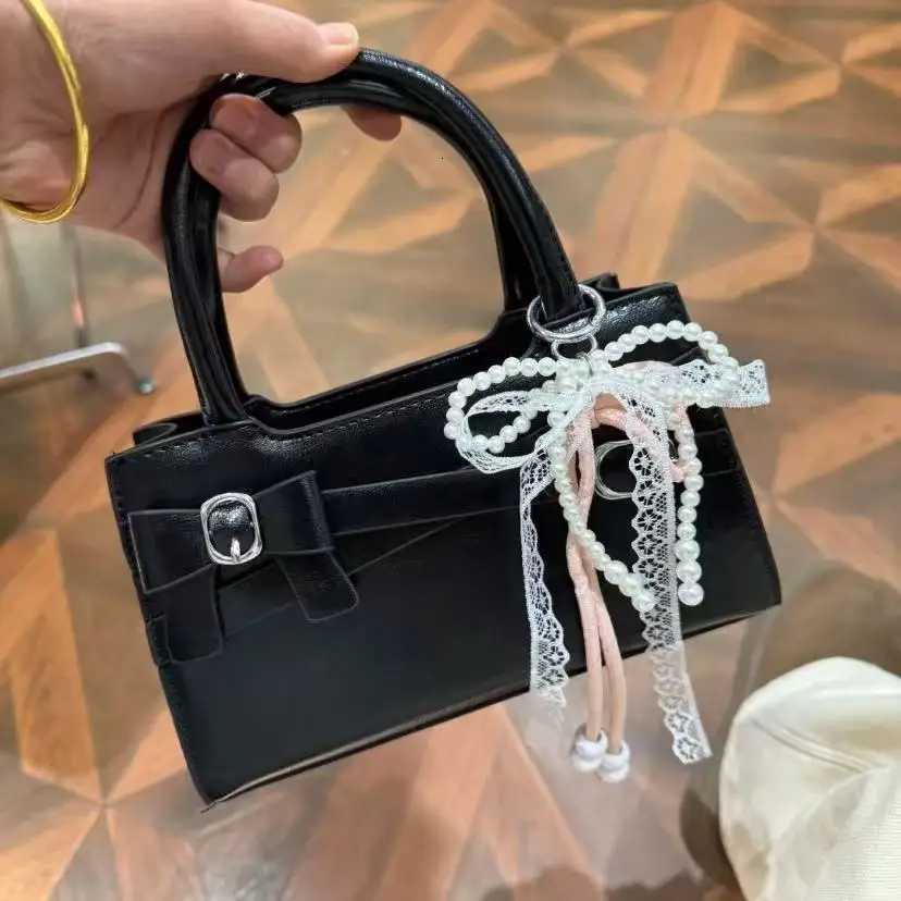 Korean Style Bow Hand Bag Purse Wen Fairycore Ahetic Leather Handle Messenger Bag Hot Girls Sweet Cute Square Bag New Y250725