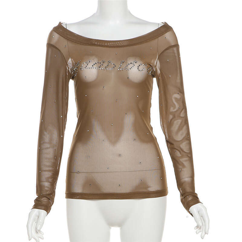 INS2024 Summer New Women's Solid Color Loose Street Fashion Off-Shoulder Long Sleeve Top 9c1