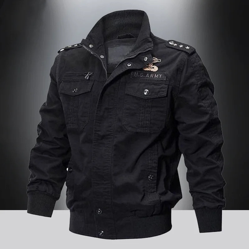 Pure cotton coat men 2025 spring and autumn stand collar jacket casual allmatch pure military shirt cargo trend 250717