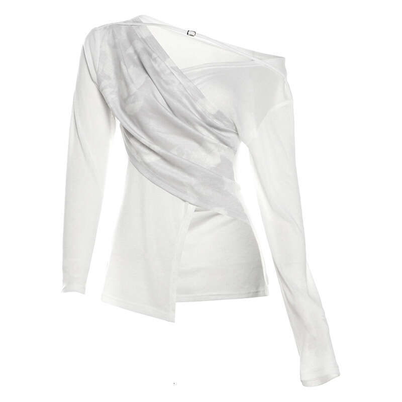 2024 Autumn New Women's Solid Color Slim Street Fashion V-Neck Long Sleeve Printed Top a19