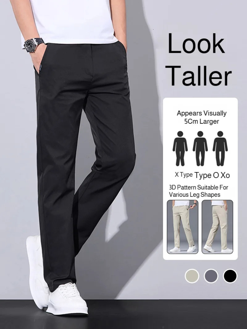 Mens Casual Pants Thin Ice Silk Summer Slim Straight Breathable Quickdrying Light Fashionable Business 250725