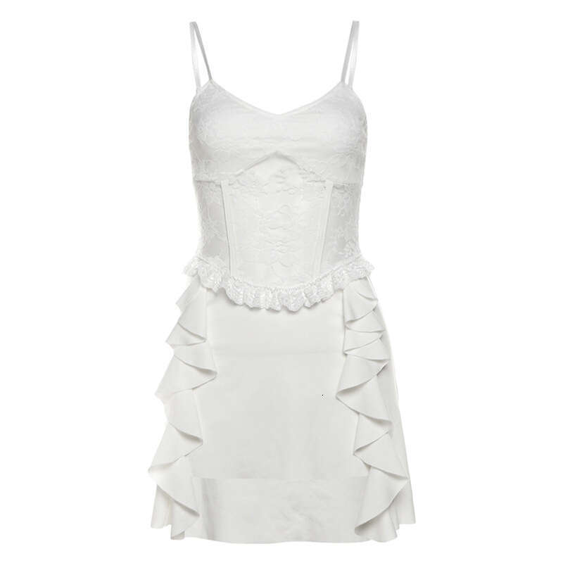 2024 Summer New Women's Solid Color Slim Street Fashion High Waist Strap Backless Dress 2f9
