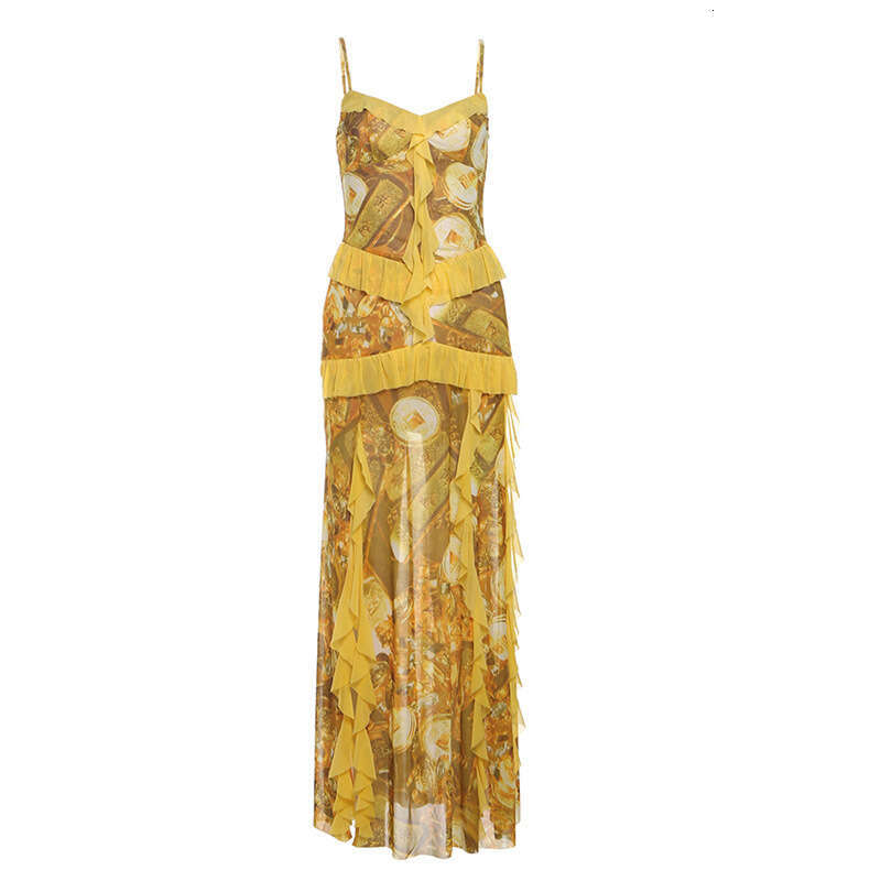 2025 Spring New Women's Solid Color Slim High Waist Fashion V-neck Strap Sleeveless Dress 509