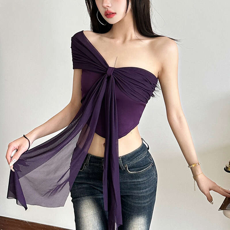 2025 Spring New Women's Solid Color Slim Fit Fashion Off-Shoulder Sexy Backless Tank Top df4