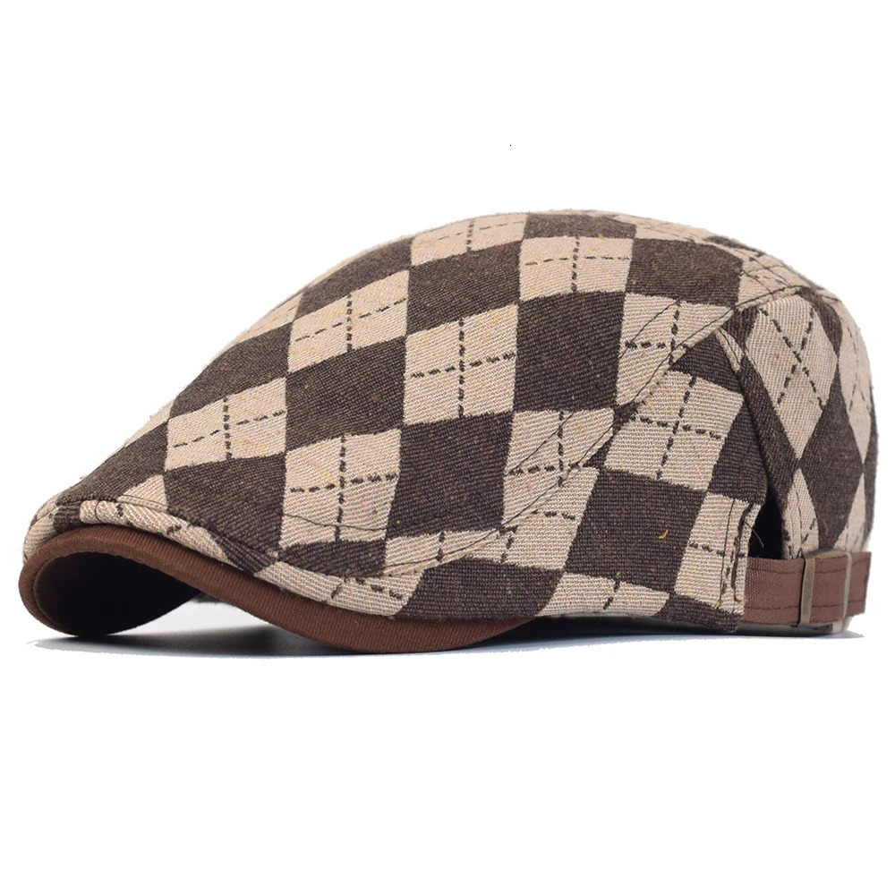 Vintage sboy Hats for Men Women Lattice Flat Cap Cotton Adjustable Breathable Irish Cabbie Ivy Driving Gatsby Hunting Hat 250723