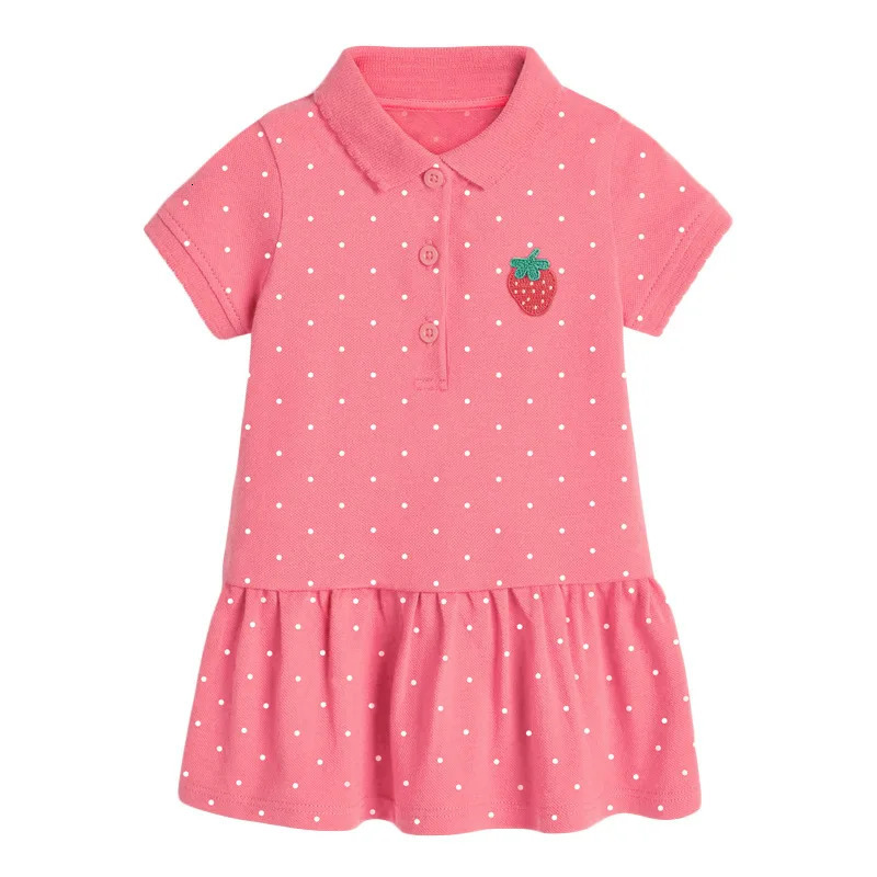 Little maven Summer Girls Clothes Strawberry Appliques Lovely Kids Casual Polo Dresses for TurnDown Collar Dress 250725