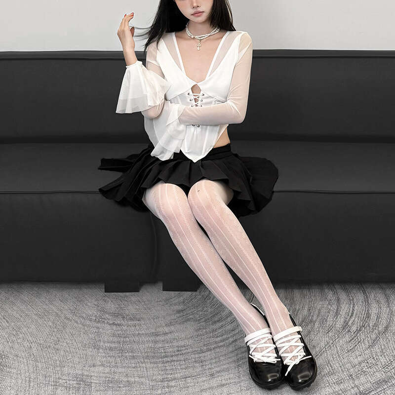 2024 Autumn Winter New Women's Solid Color Slim Street Fashion V-Neck Long Sleeve Sheer Top b93
