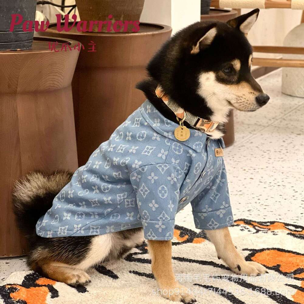 Large Dog Golden Retriever Samoyed Giant Poodle Corgi Denim Shirt Puppy Clothes Trendy Brand Teddy Bichon West Highland White Terrier Cat