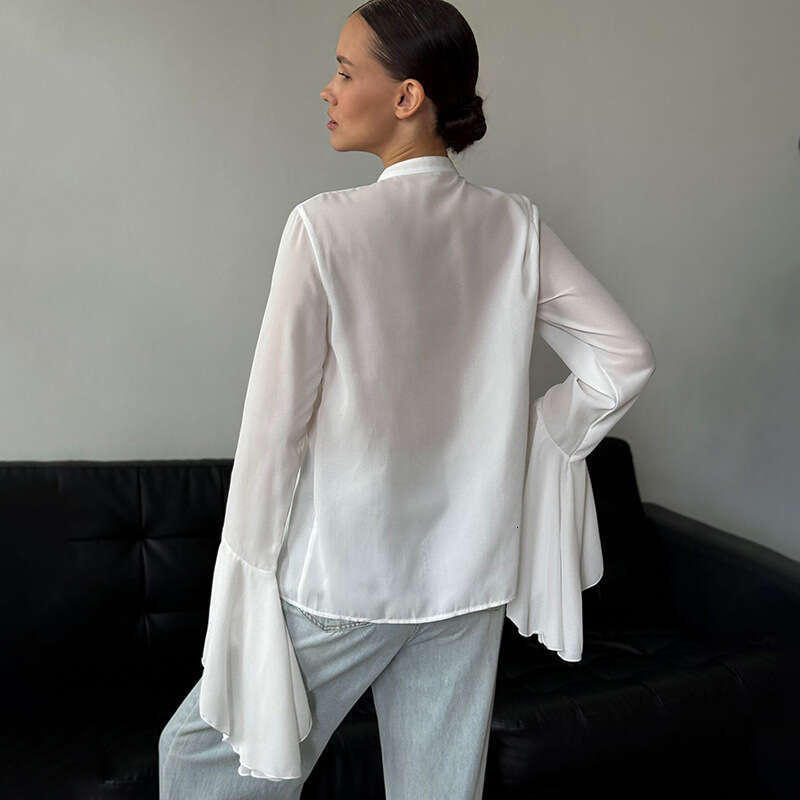 Ytp471 Women's Autumn New Solid Color French Sexy Flared Sleeve Lace T-Shirt Top B5