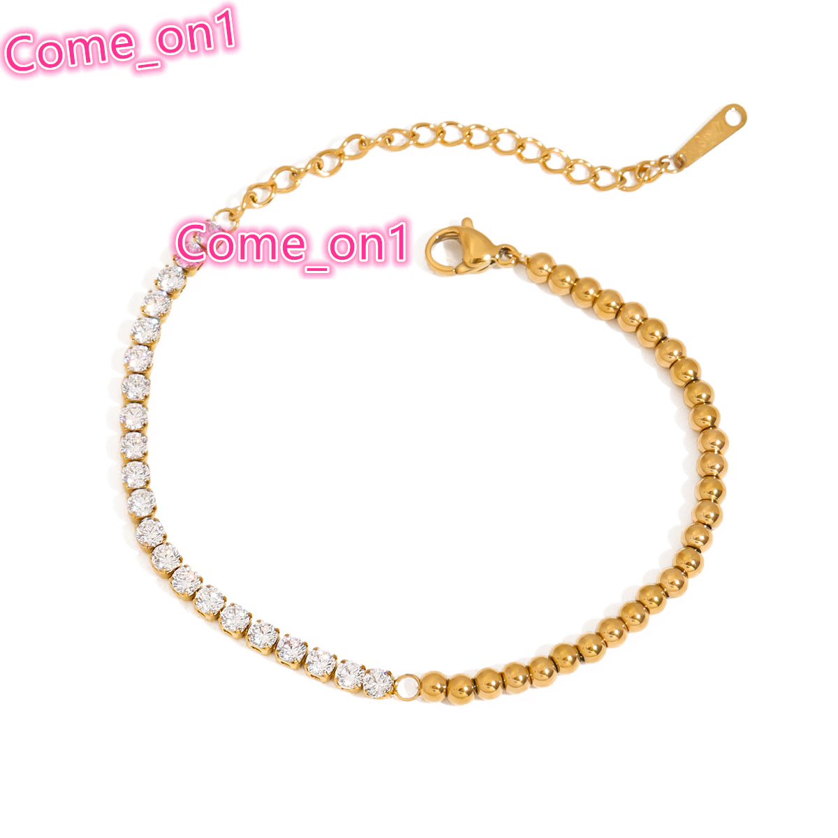J D Silver and 18K PVD Gold Plating Summer Fashionable Style Mix Ball Tennis Chain Bracelet for Women