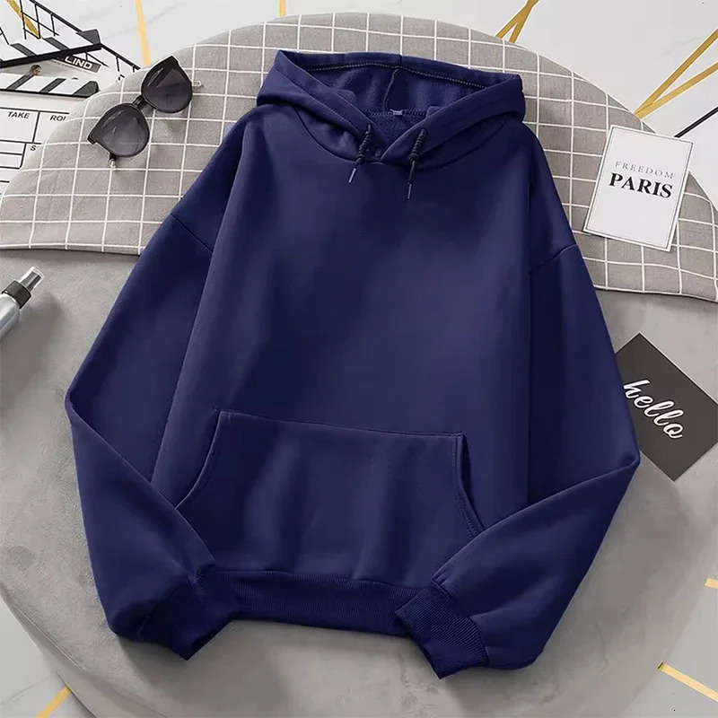 2025 Woman Pure Color Hoodie Urban Casual Fashion Hooded Sweatshirts All Season Female Trend Sporty Pullover Streetwear 250725