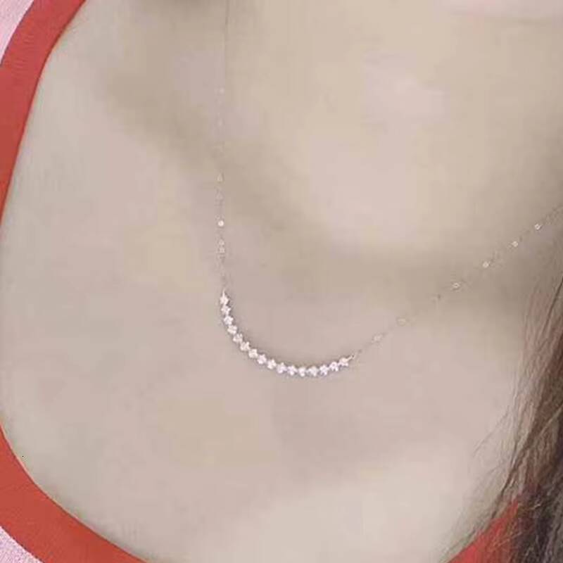 CAOSHI 2025 New Design a Row Shining Round Simulated Moissanite Ladies Necklace Exquisite Women Wedding Silver Plated Necklaces