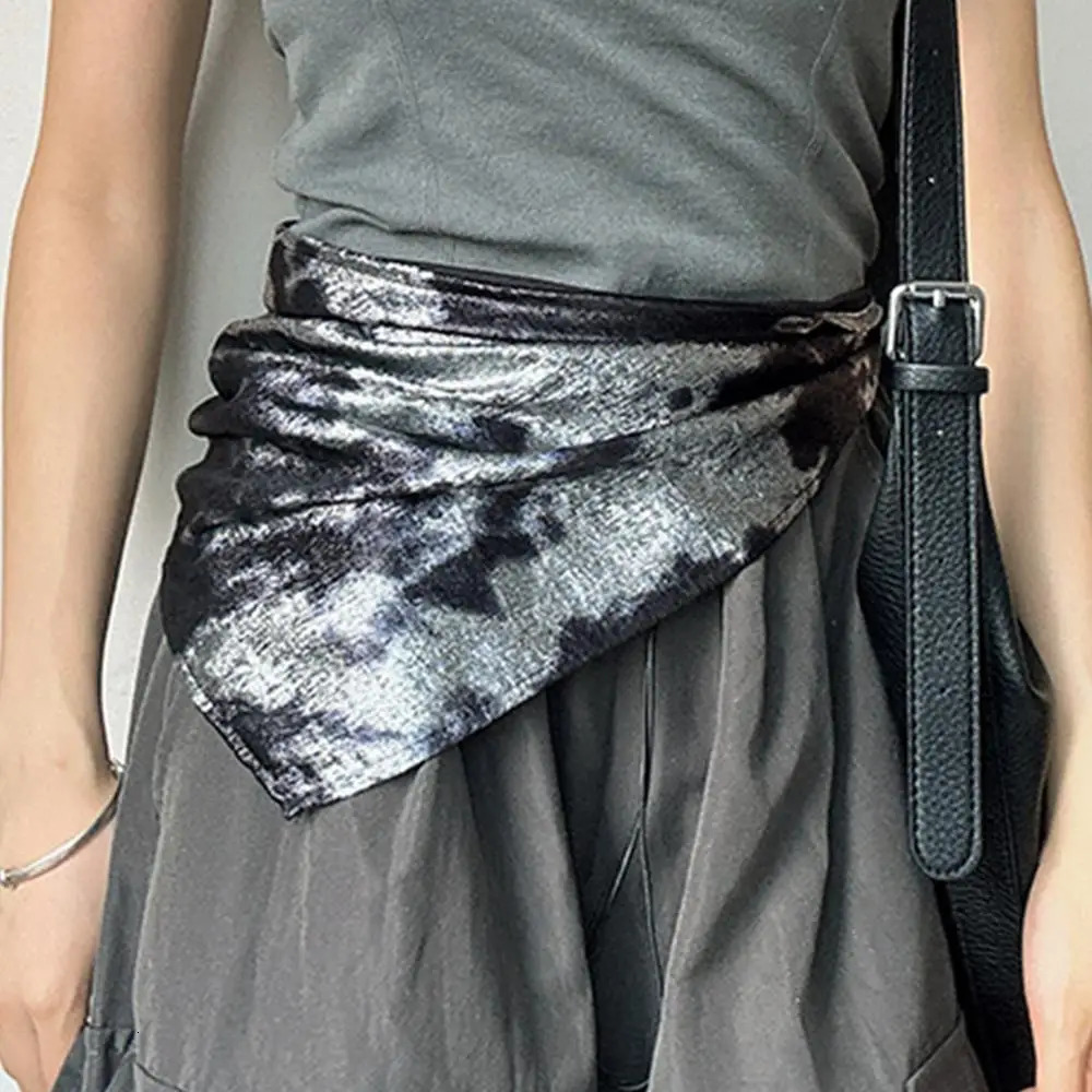 Square Scarf Retro Y2K Spicy Style Print Liquid Silver Leopard Hair Scarf For Women Summer Headband Sunscreen Hat Shawl Wrap 250723