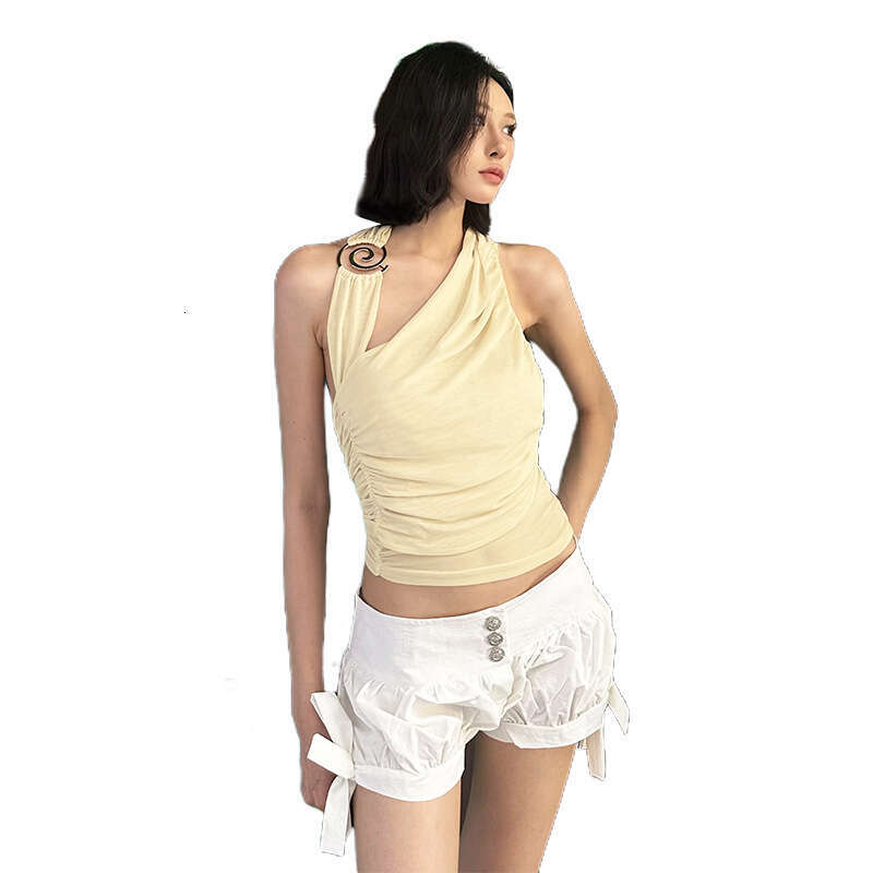 2025 Summer New Sexy Halter Neck Slim Fit Personality Backless Slimming Versatile Casual Top Women's Clothing d6a