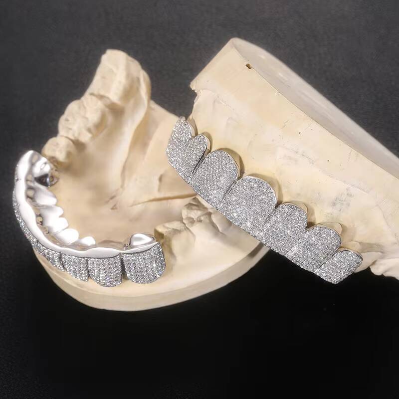 Custom Made Hip Hop Iced Out Solid Chunky Gold Bust Down Silver Fine Jewelry Deep Cut VVS Moissanite Diamonds Teeth Mouth Grillz