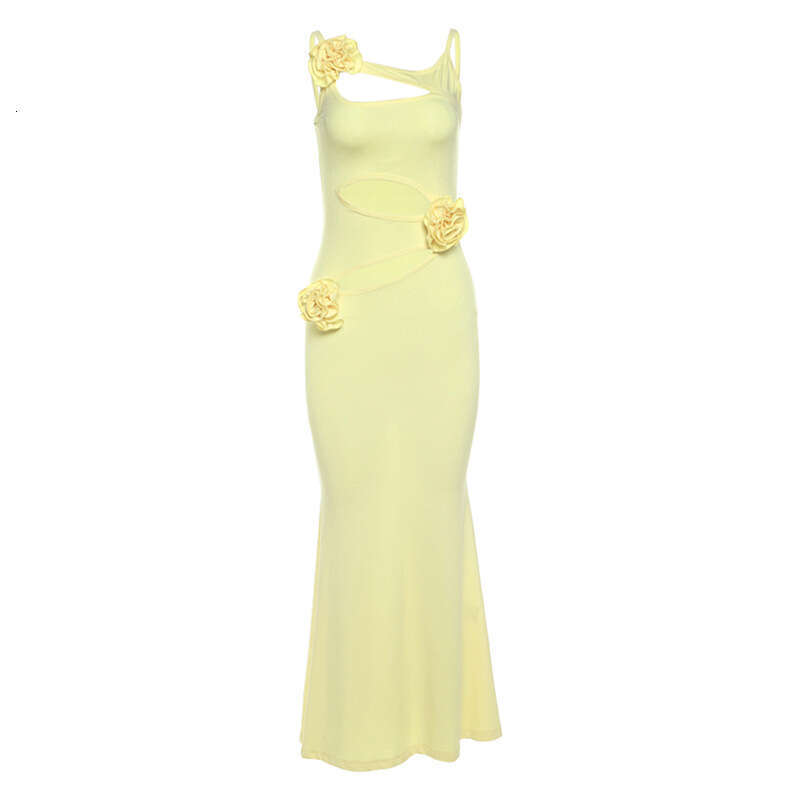 2024 Summer New Women's Solid Color Slim High Waist Fashion Strap Sleeveless Backless Dress 6d2