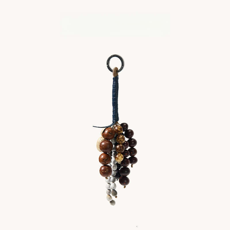 Bag Charms Natural Bodhi Healing Wood Beaded Keychain Handmade Lucky Key Ring Handcraft Purse Charms Pendant Decoration for Bags