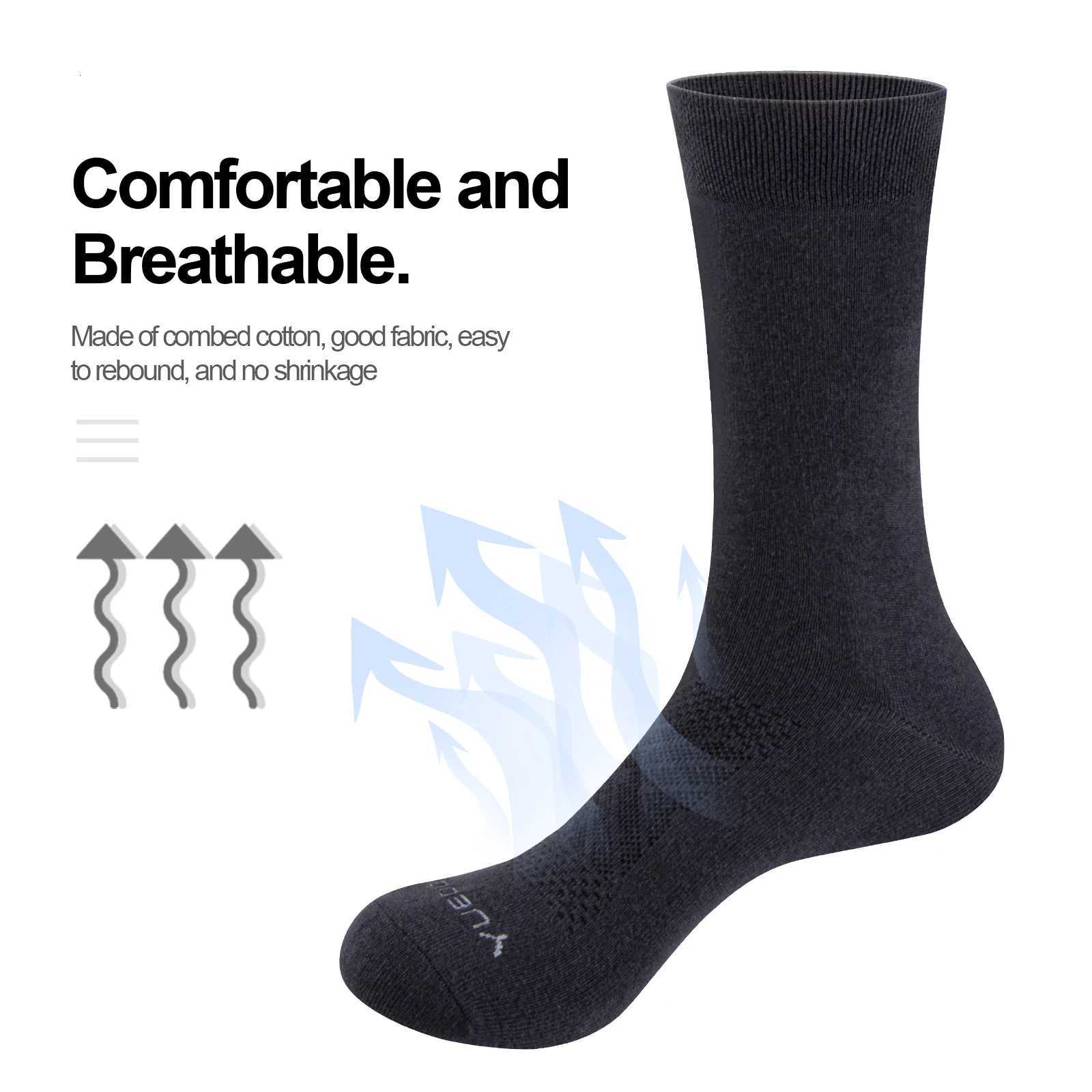 YUEDGE Mens Breathable Comfortable Thin Cotton Socks Classic Casual Mid Crew Calf Business Dress Socks For Size 37-46 X250725