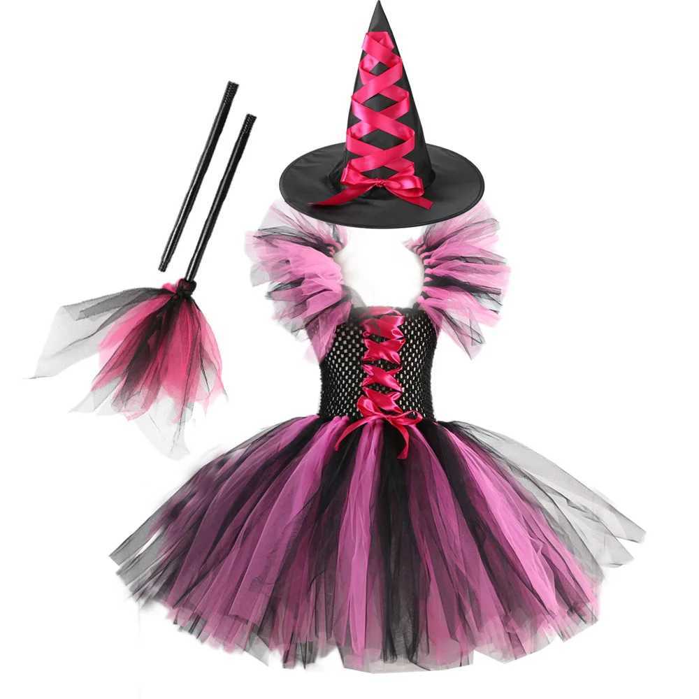 2024 Halloween Child Witch Cosplay Costume Vampire LED Light Luminous Tulle Tutu Dress Ghost Dress Up Carnival Par Witch Cape Z250725