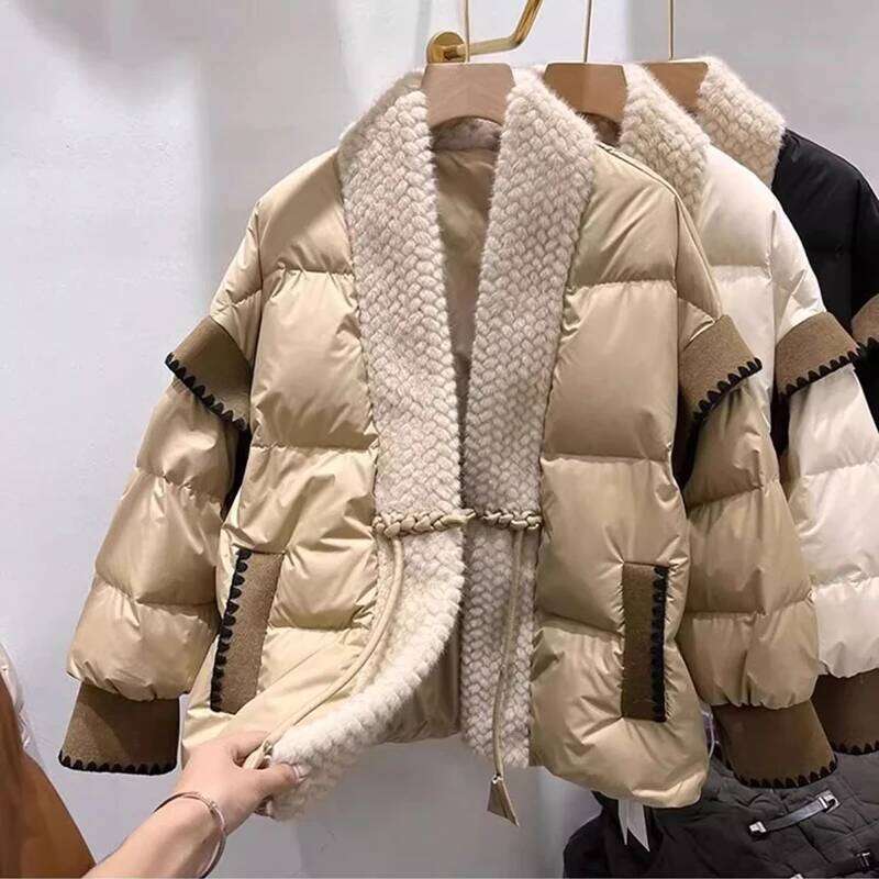 New Cotton-Padded Women's Ing Buckle Winter Solid Color Overcoat Parkas Fashion Bread Cotton Jacket Coats