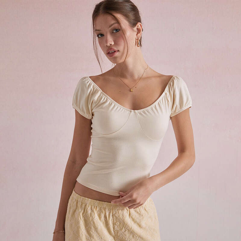 Ytp136 Women's Summer New Solid Color Short Sleeve V-Neck Simple Backless Casual Top T-Shirt B5
