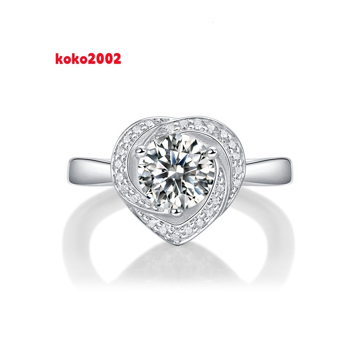 R.Gem. 925 Sterling Silver Moissanite Diamond Engagement Ring for Women