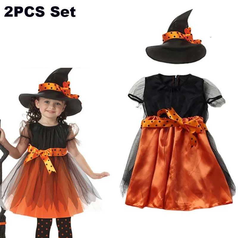 Girls Pumpkin Costume Kid Princess Pageant Dress Children Vampire Performance Elegant Clothes Witch Halloween Romper 12Y Outfits Z250725