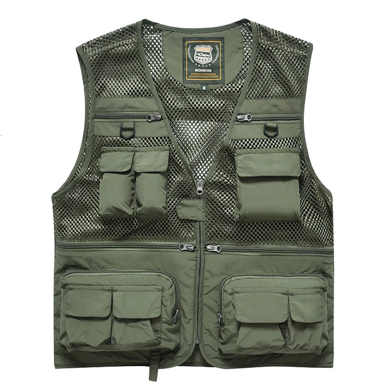 2024 Outdoor multi pocket vest pography fishing mens camisole mesh thin jacket Loose in summer 250725