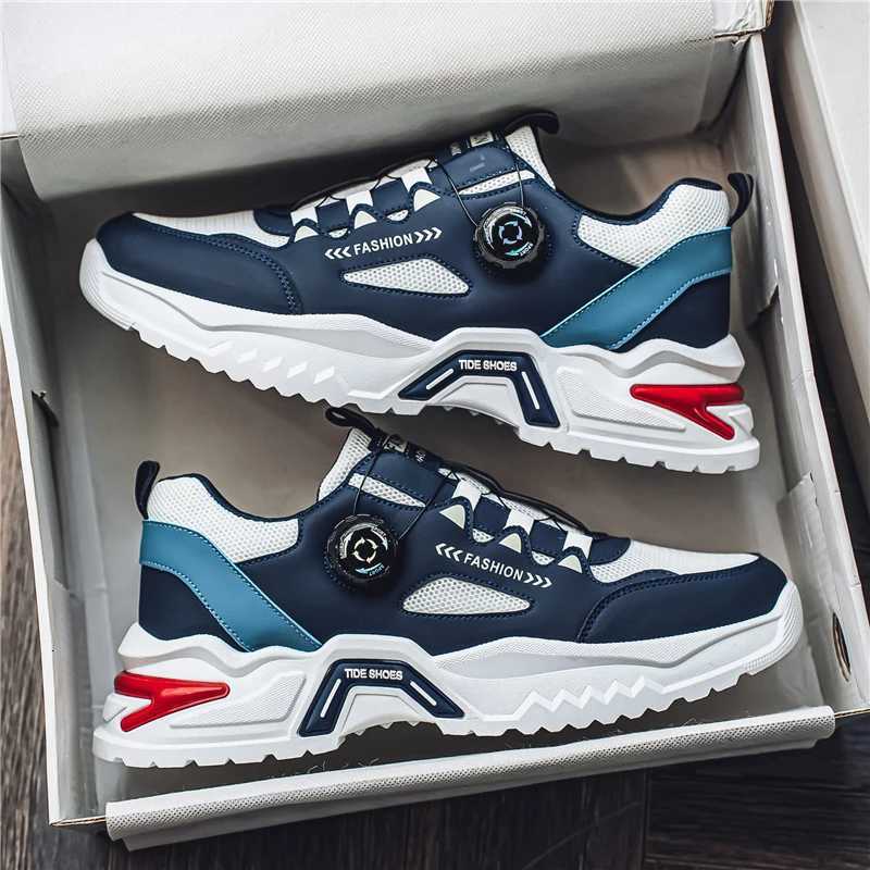 Mens Korean Rotating Buckle Fi Casual Sports Shoes Four Seas Soft Soled N Slip Outdoor Running Shoes Student Sneakers XJ250725