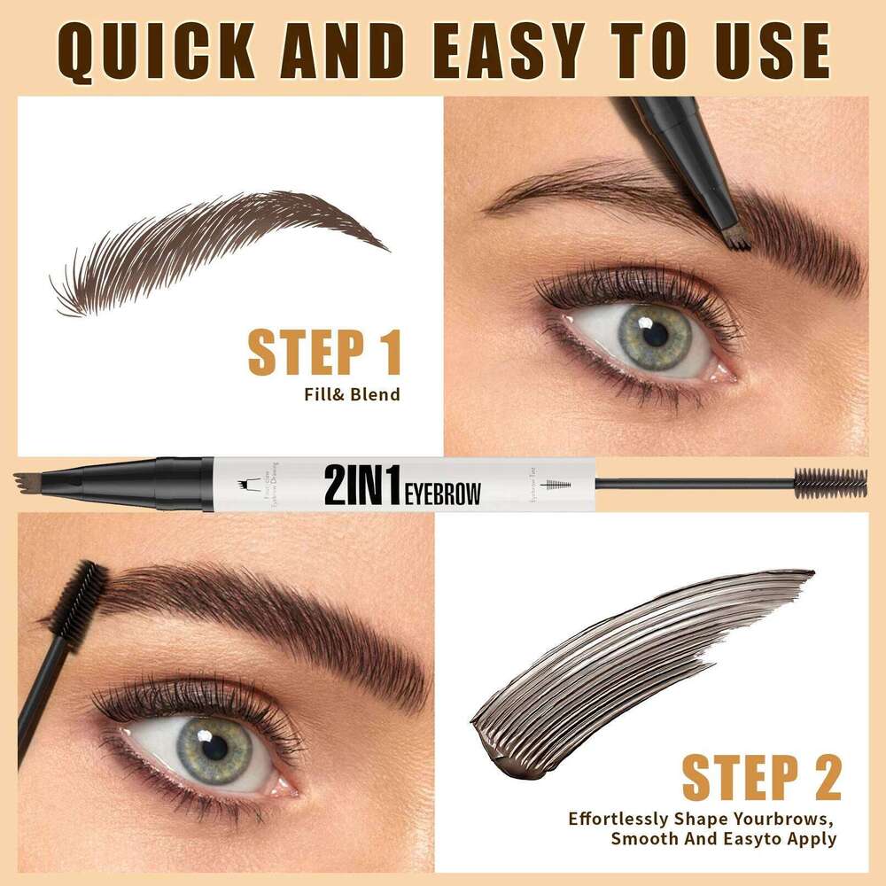 Waterproof Pen 2-in-1 And Tint Microblading Eyebrow Pencil with 4 Split Head for Perfect Brows X250725