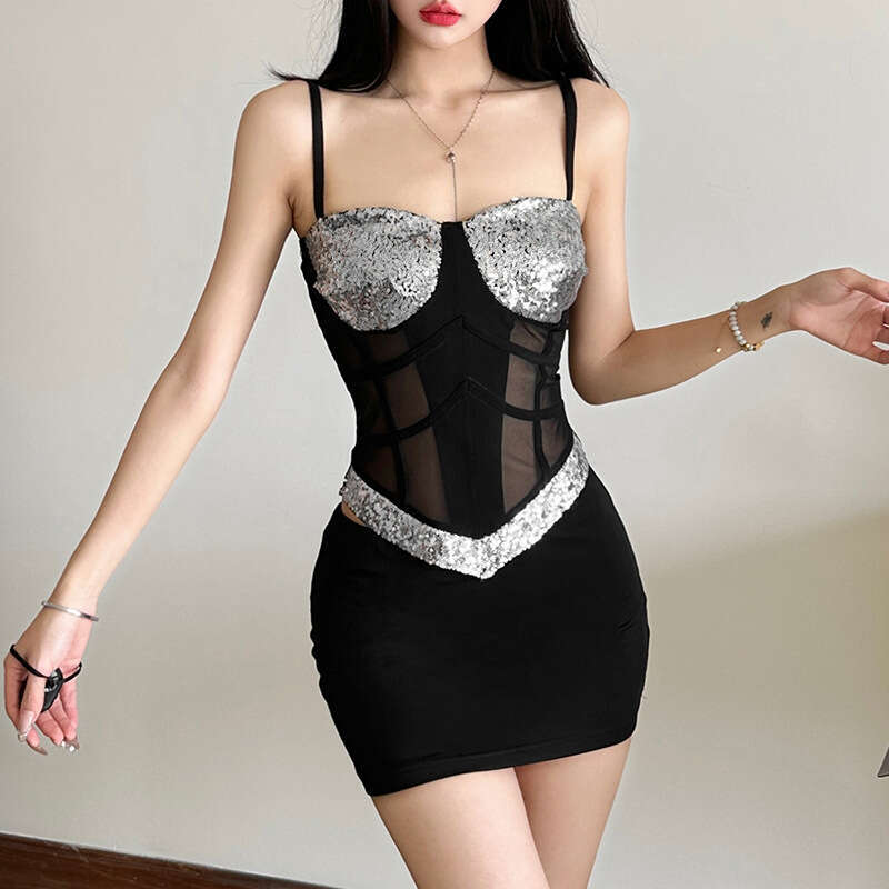 2024 Women's Autumn and Winter New Street Fashion Sexy Strap Mesh Slim Vest 8f0