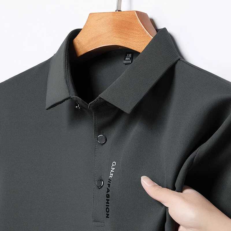 New Mens Short Sleeved Solid Color Polo Shirt Breathable and Comfortable Elastic Top XJ250725