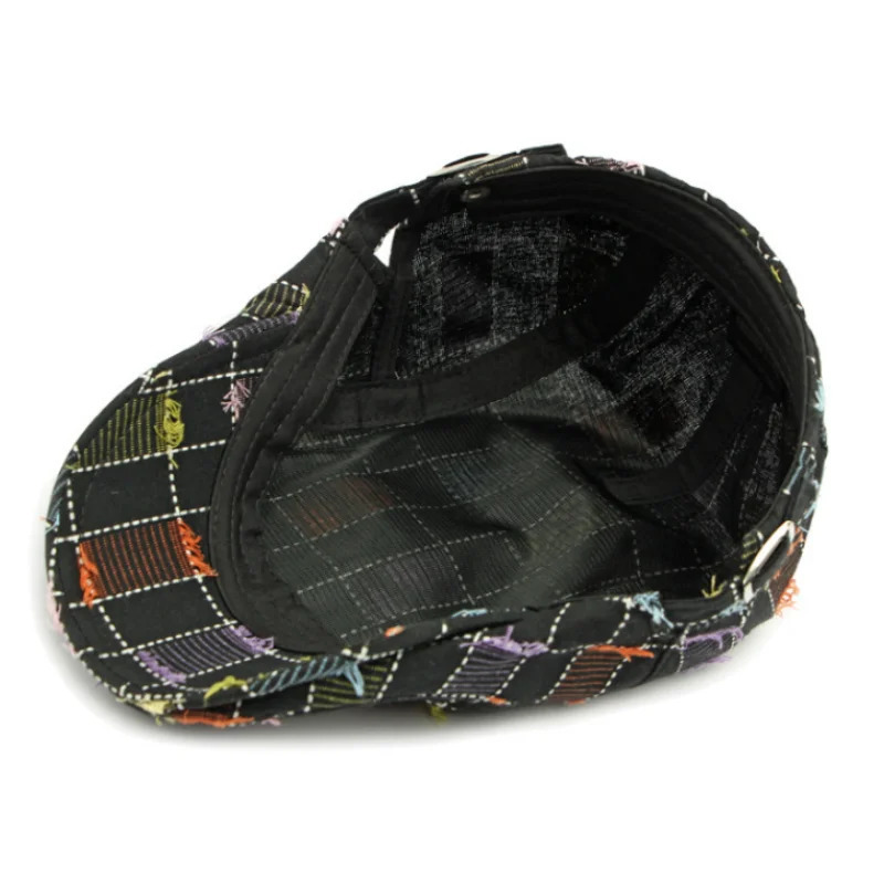 Small Fresh Plaid Beret British Retro Trendy Forward Hat Casual Versatile Artist Cap Street Pography Duckbill Flat Hat 250723