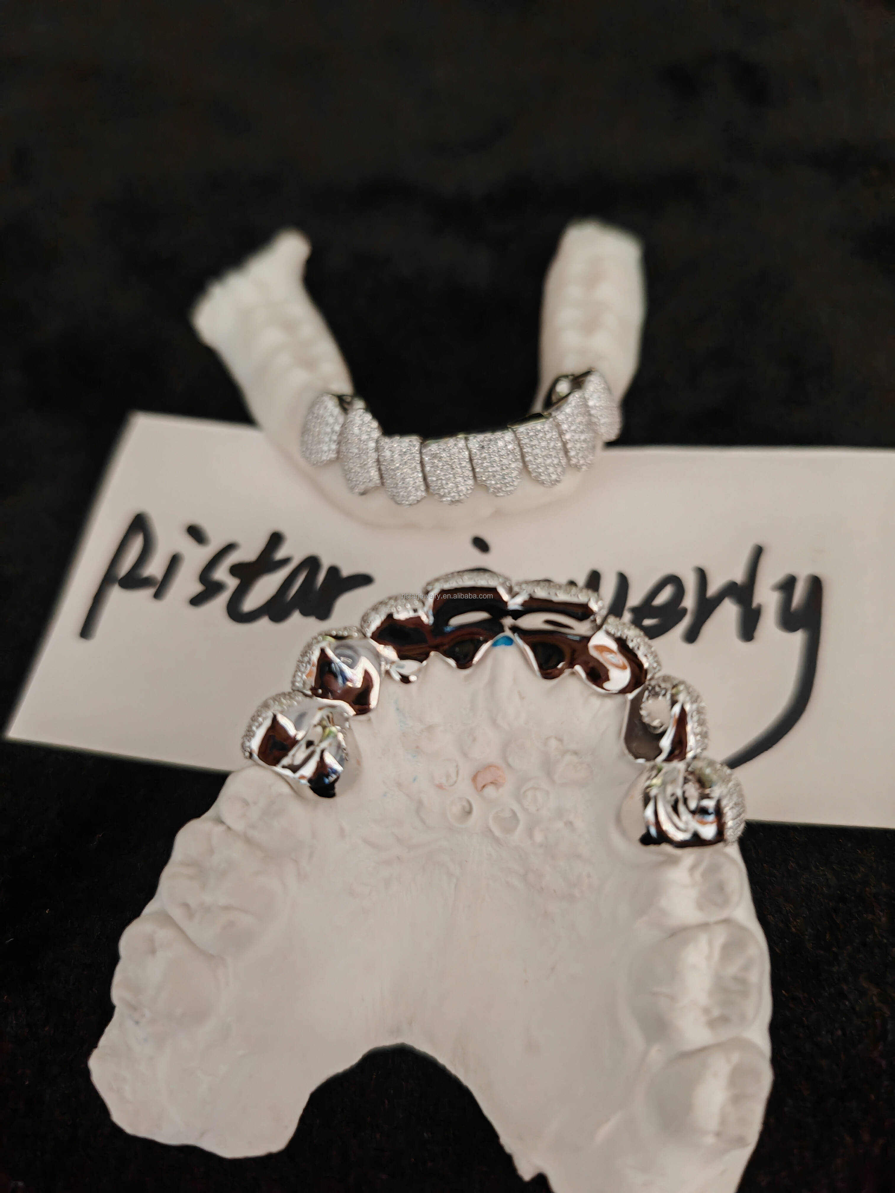 Hip Hop Deep Cut Iced VVS Moissanite Grills Custom Real Gold Plated 925 Silver Zig Zag Setting Moissanite Diamond Teeth Grillz