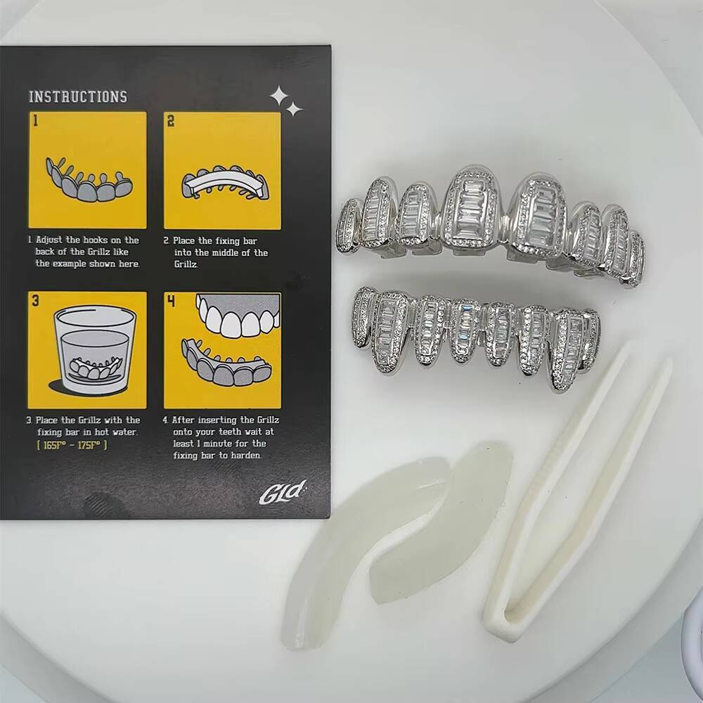 Popular Hip Hop Teeth Customized Iced Out VVS Moissanite Teeth 925 Sterling Silver Diamond Teeth