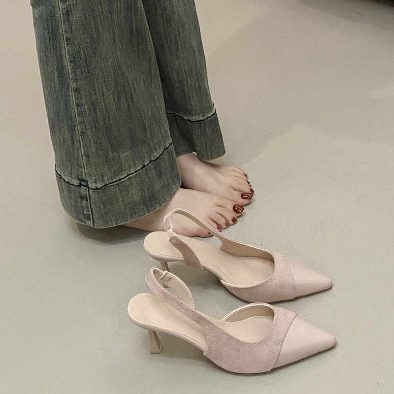 Ddmysports French Style Niche Pointed Toe Sandals Fairy Spring Summer New Evening Shallow Mouth Dress Shoes Outdoor Shoes