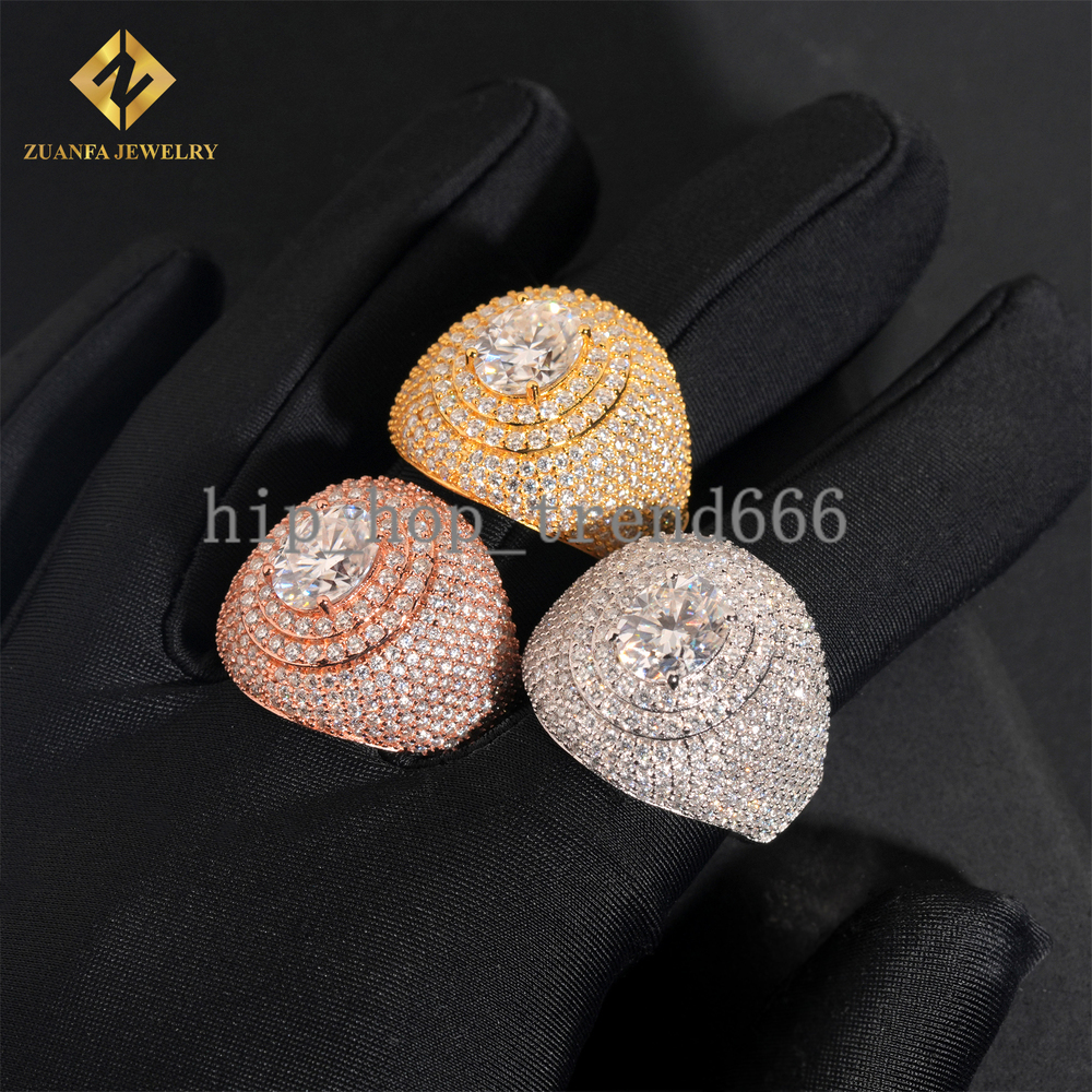 Luxury Fully Iced Out Men Diamond Ring Hip Hop Moissanite Men Rapper Ring