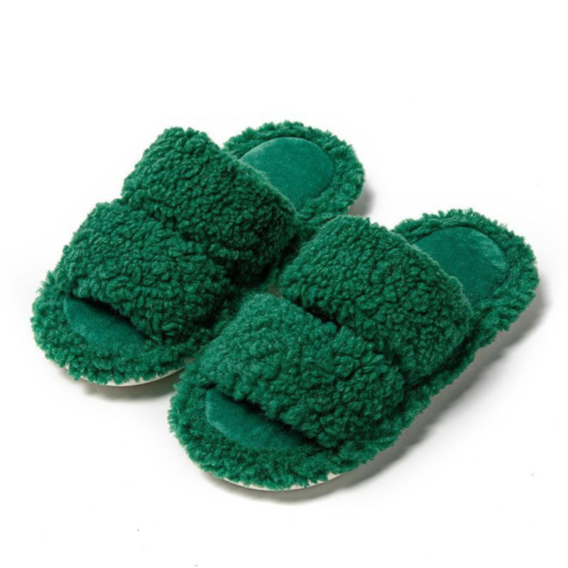 Ins New Double Bar Curl Cotton Home Candy Color Indoor Furry Slippers